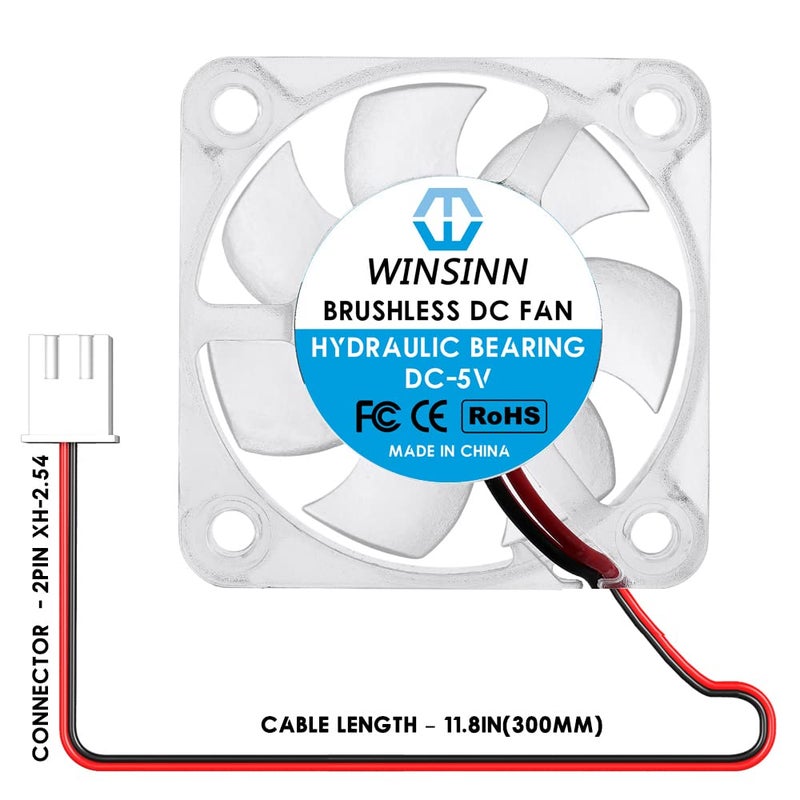 WINSINN 40mm RGB Fan 5V, LED Colorful 3D Printer Micro 5 Volt Fans 4010 Hydraulic Bearing, Brushless Cooling 40mmx10mm 2PIN (Pack of 4Pcs) - Image 3